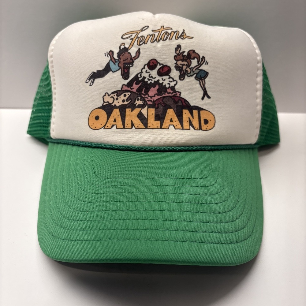 Vintage Fentons Creamery Oakland Ca. Trucker Hat SnapBack Green White Nissin Cap